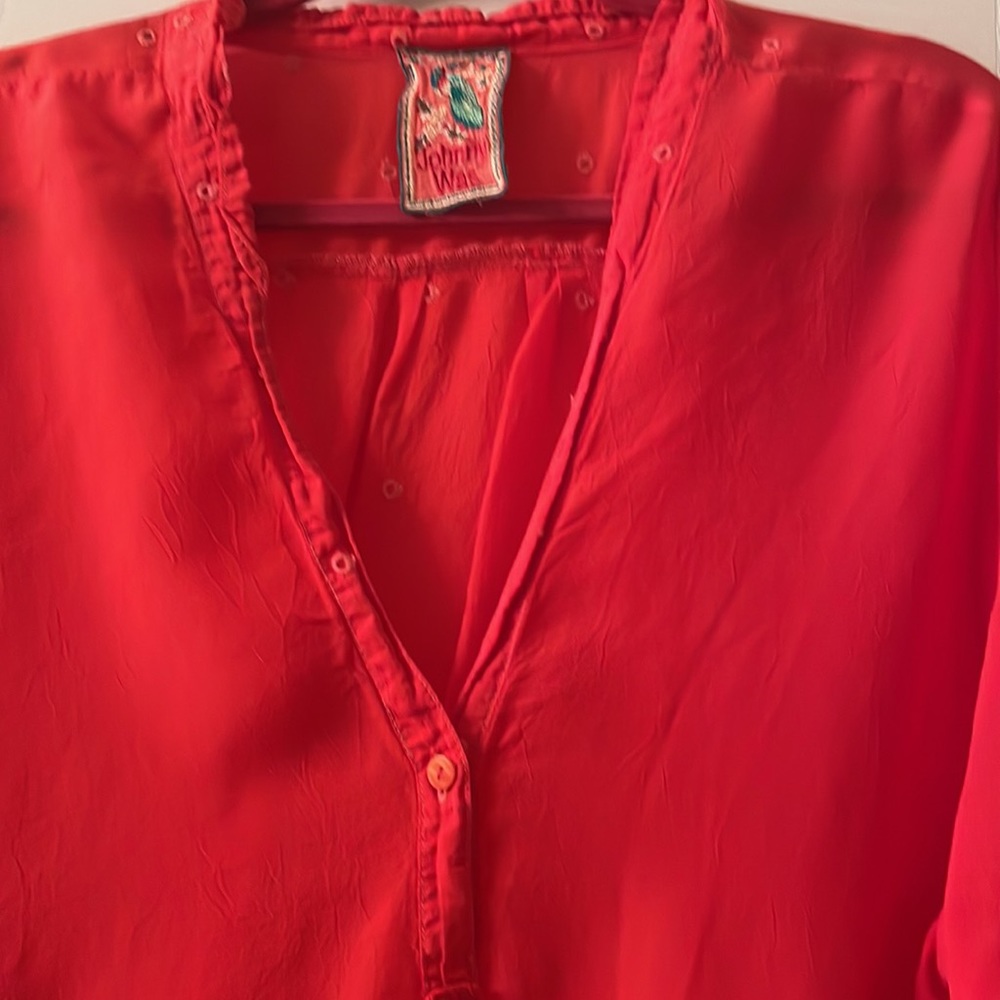 Johnny Was Coral Red Blouse SZ XL - Picture 4 of 12